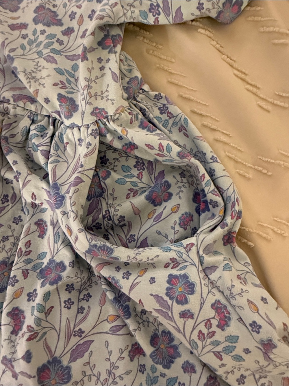 Ruffle Butts Light Blue Floral Twirl Dress with Lavender Accents - Picture 4 of 6